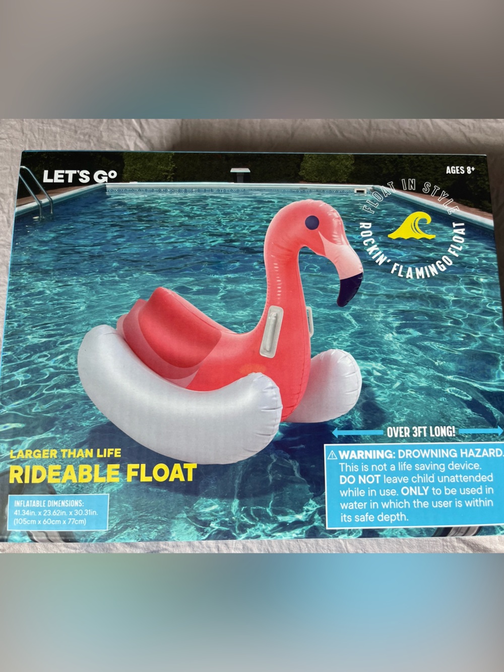 New Inflatable Flamingo Rideable Pool Float - Pink & White. Ship same day!